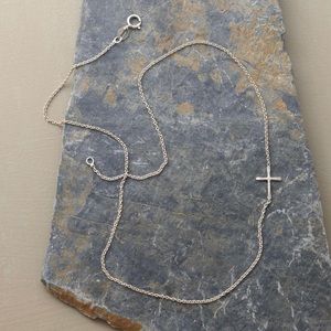 Rebecca Lankford 925 Sterling Silver Sideways Cross Necklace RETIRED